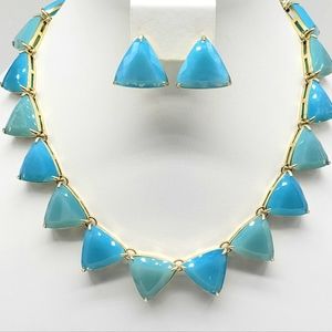 Heidi Daus Trillion Cut Triangle Crystal Statement Necklace + Earrings Set
